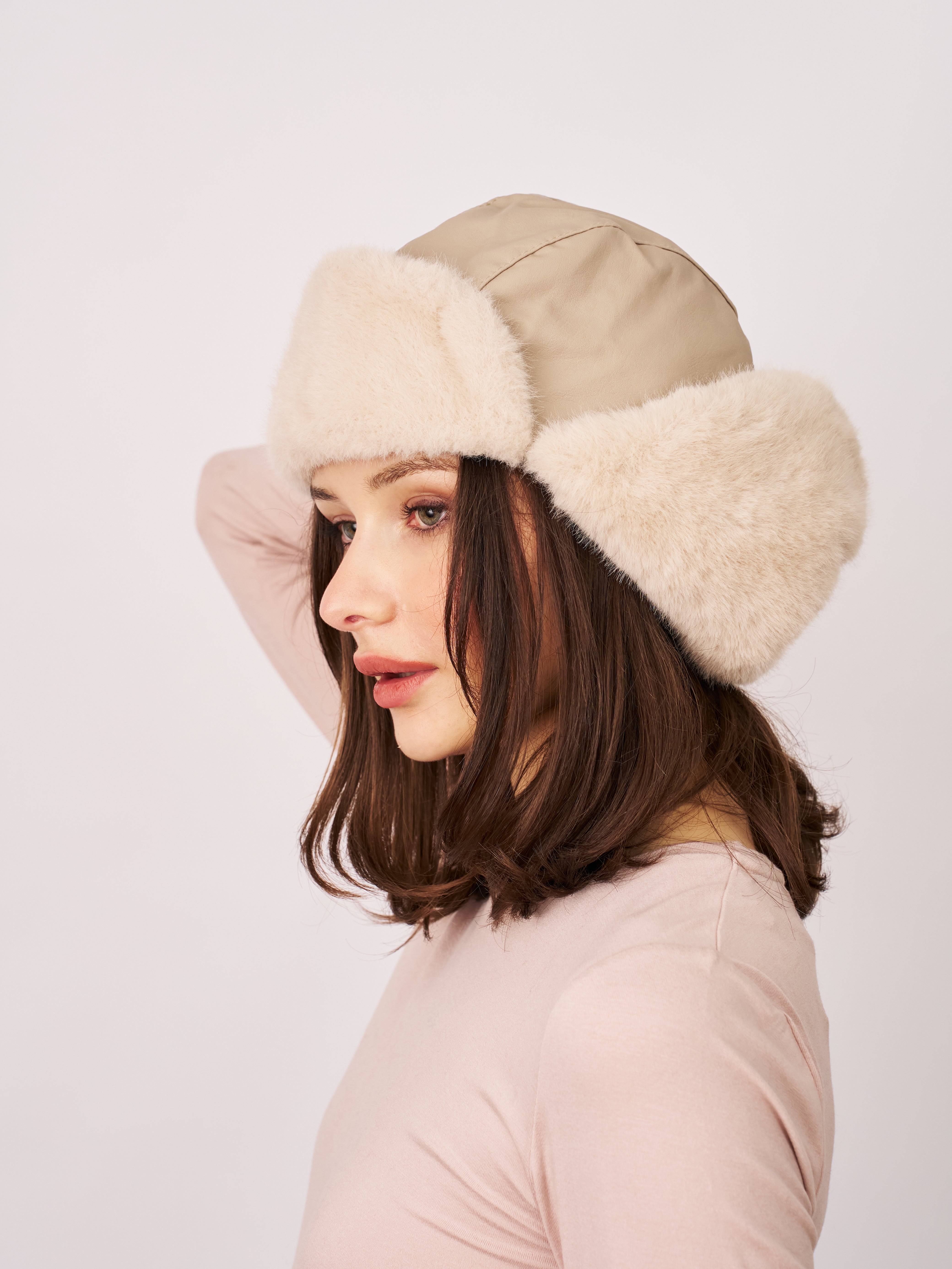 FUR TRAPPER HAT - CREAM | Vintage Havana Cream