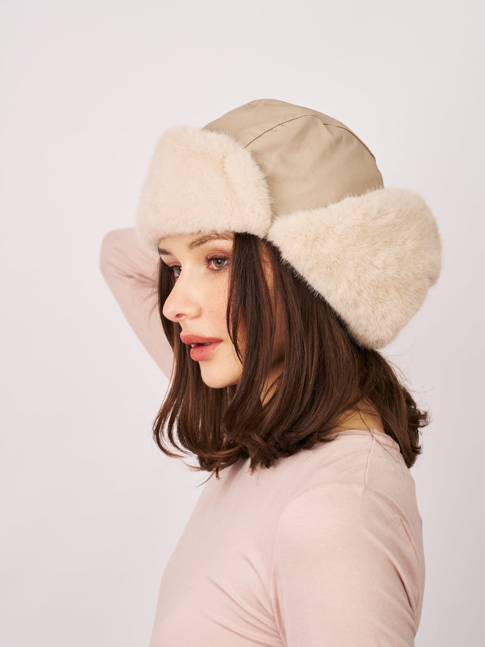 FUR TRAPPER HAT - CREAM | Vintage Havana Cream