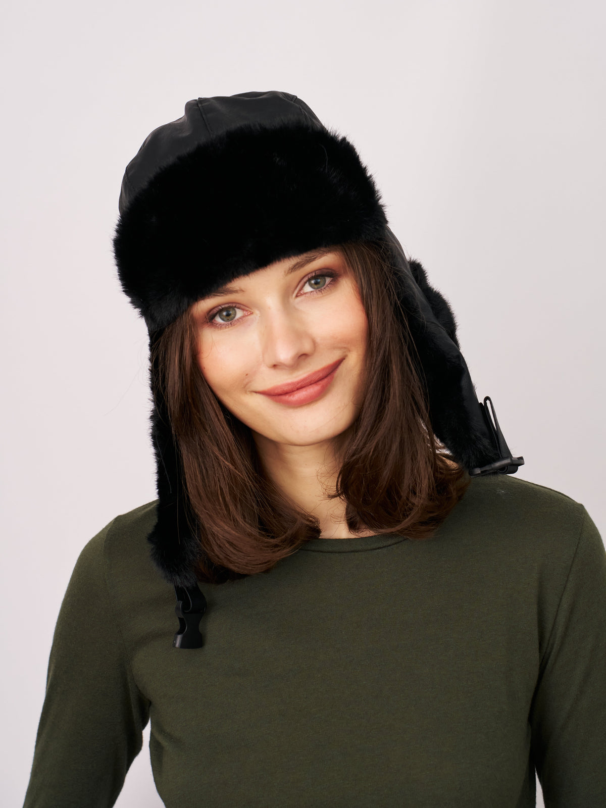 FUR TRAPPER HAT - BLACK | Vintage Havana Black