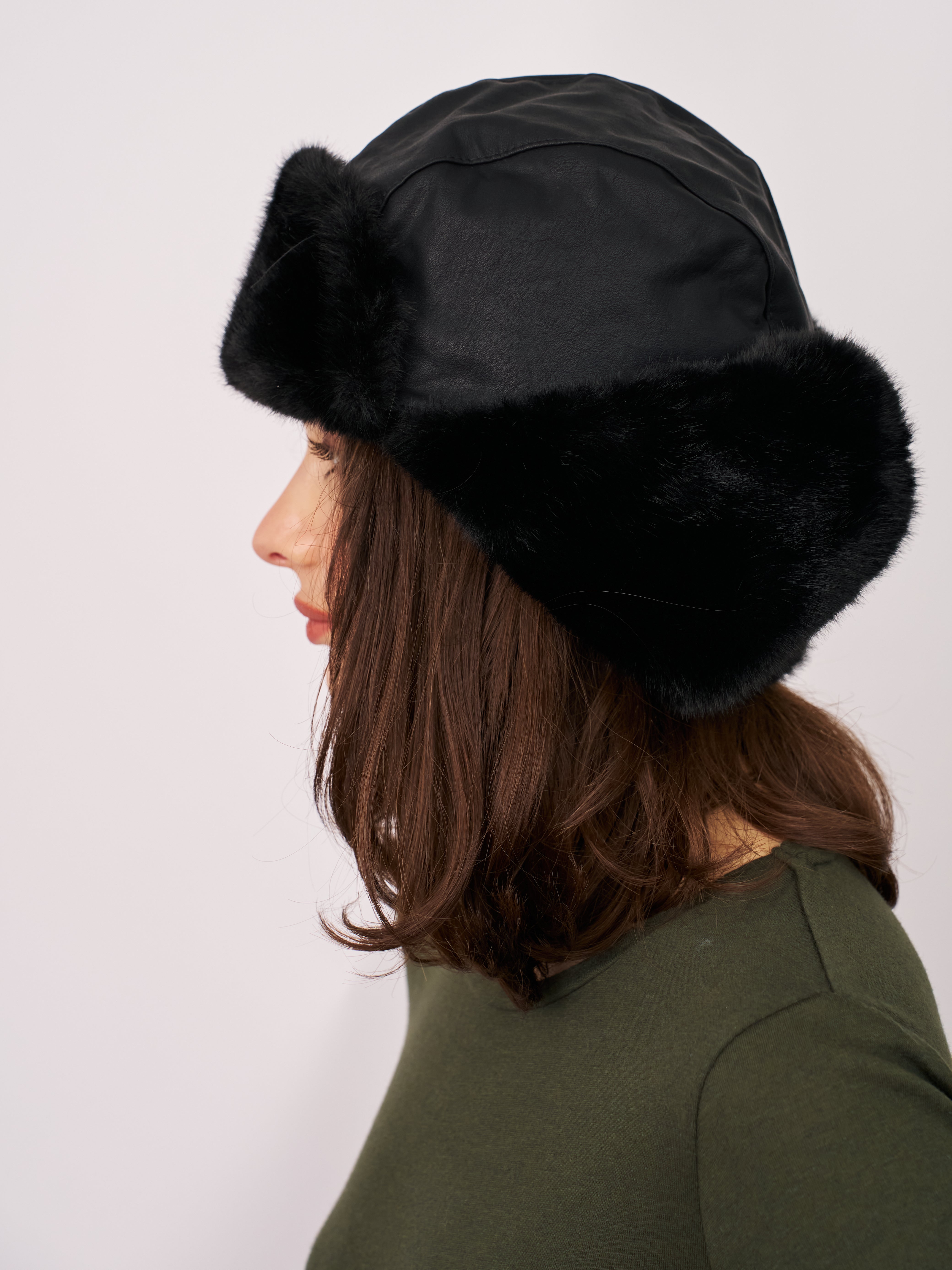 FUR TRAPPER HAT - BLACK | Vintage Havana Black