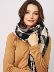 HOUNDSTOOTH TASSEL SCARF - BLACK | Vintage Havana Black