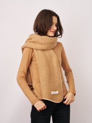 BLANKET STITCH KNIT SCARF - WHEAT/IVORY | Vintage Havana Wheat/Ivory