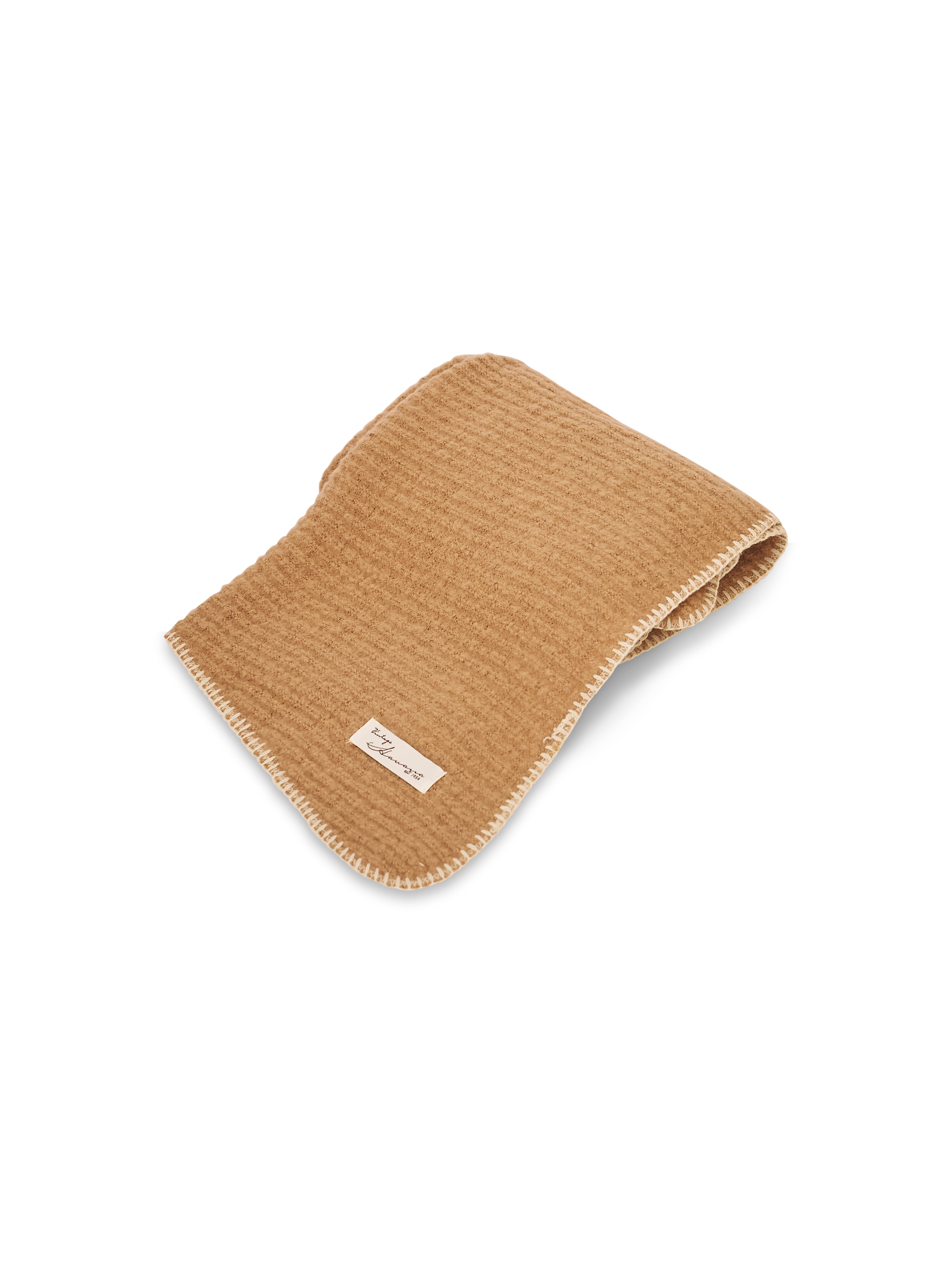 BLANKET STITCH KNIT SCARF - WHEAT/IVORY | Vintage Havana Wheat/Ivory