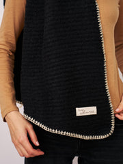 BLANKET STITCH KNIT SCARF - BLACK/IVORY | Vintage Havana Black/Ivory