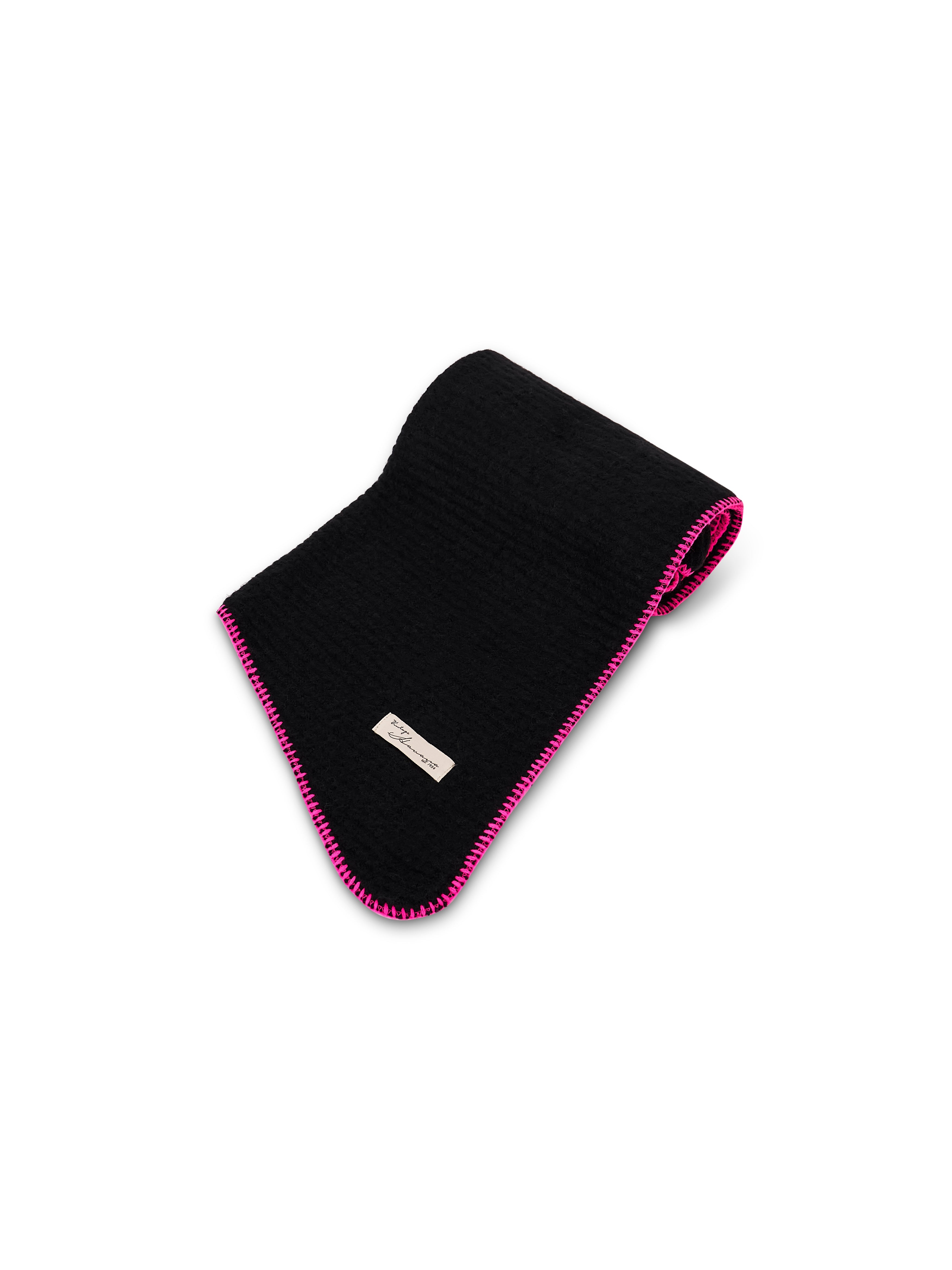 BLANKET STITCH KNIT SCARF - BLACK/B PINK | Vintage Havana Black/B Pink