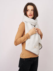 BLANKET STITCH KNIT SCARF - GREY/CHARCOAL | Vintage Havana Grey/Charcoal