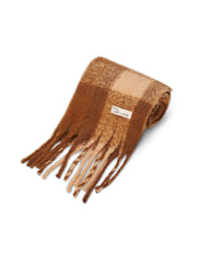 CHECK TASSEL SCARF - TAN | Vintage Havana Tan