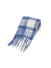 CHECK TASSEL SCARF - BLUE | Vintage Havana Blue