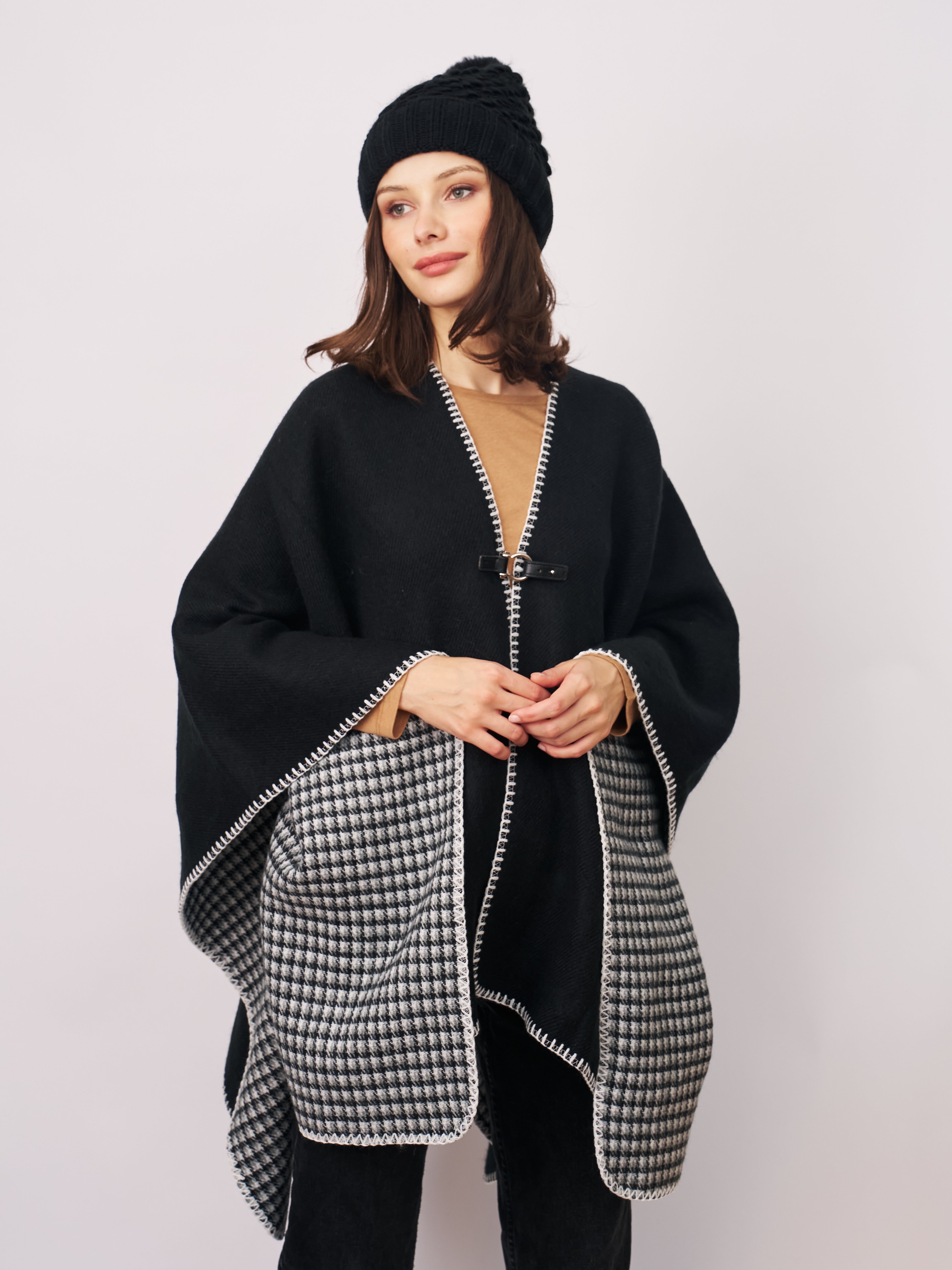 WHIPSTITCH RUANA - BLACK/IVORY | Vintage Havana Black/Ivory
