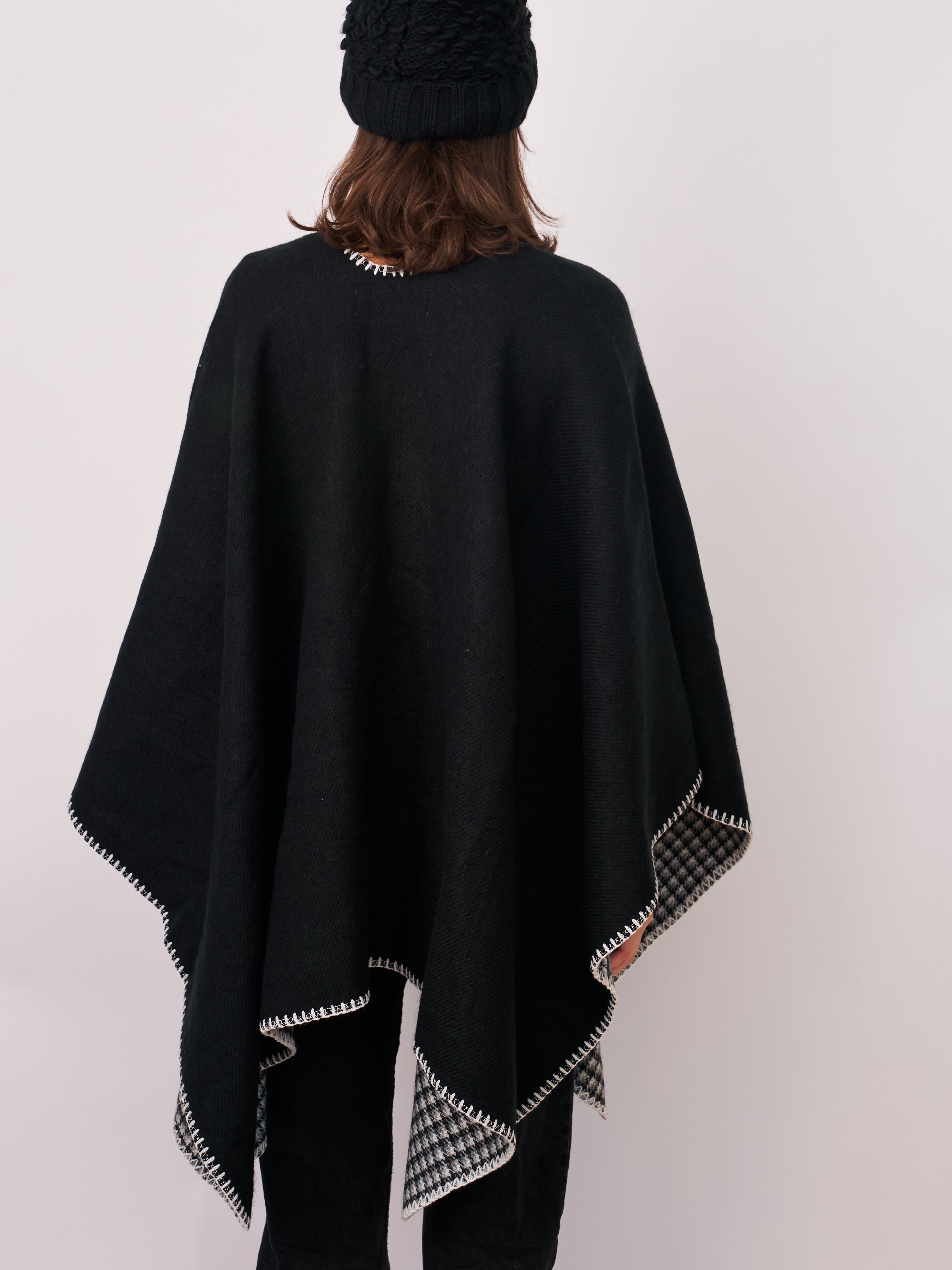 WHIPSTITCH RUANA - BLACK/IVORY | Vintage Havana Black/Ivory