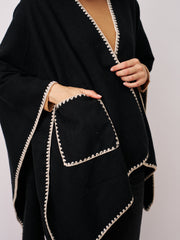 WHIPSTITCH RUANA WITH POCKETS | Vintage Havana Black/Ivory