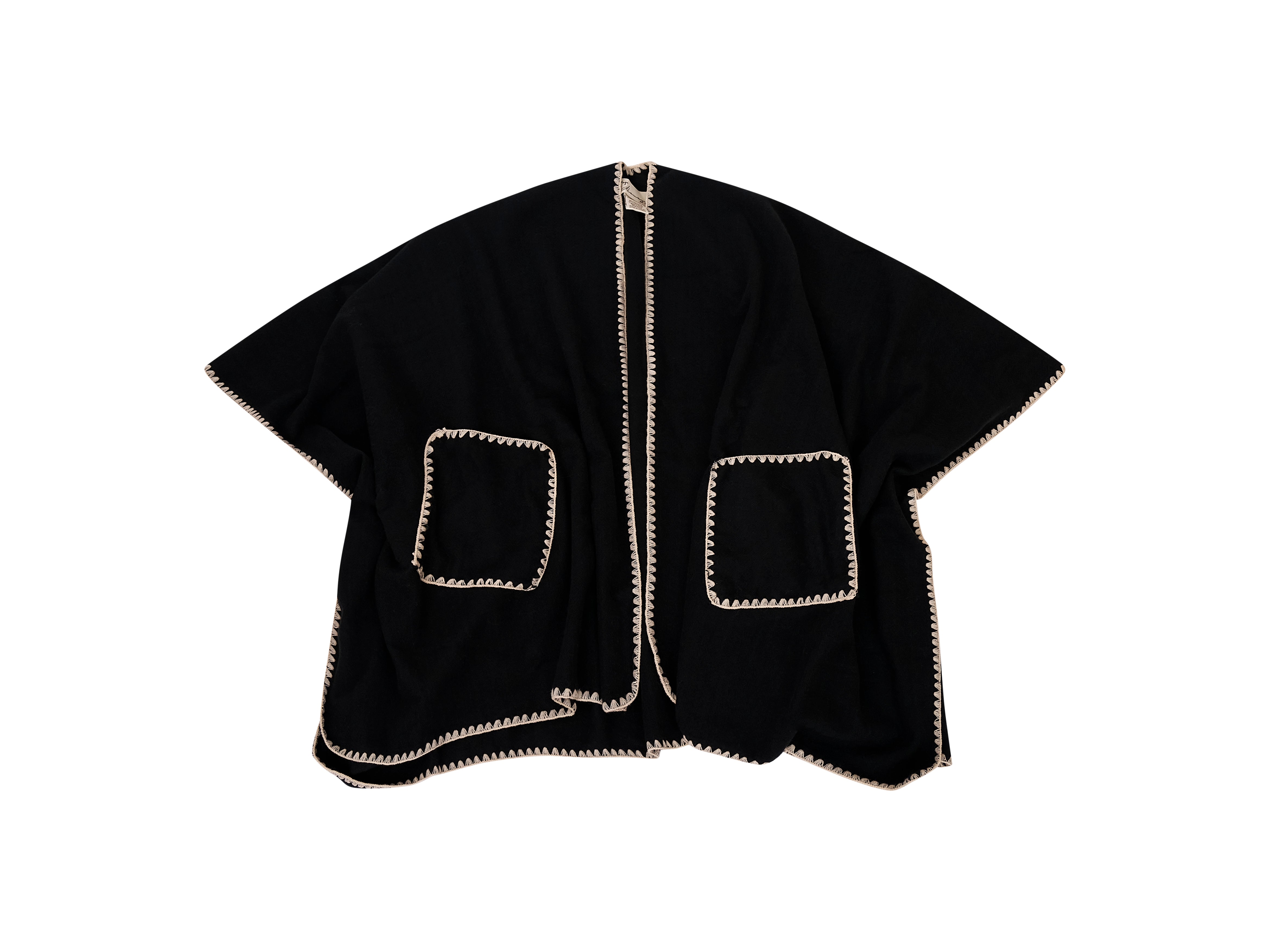 WHIPSTITCH RUANA WITH POCKETS | Vintage Havana Black/Ivory