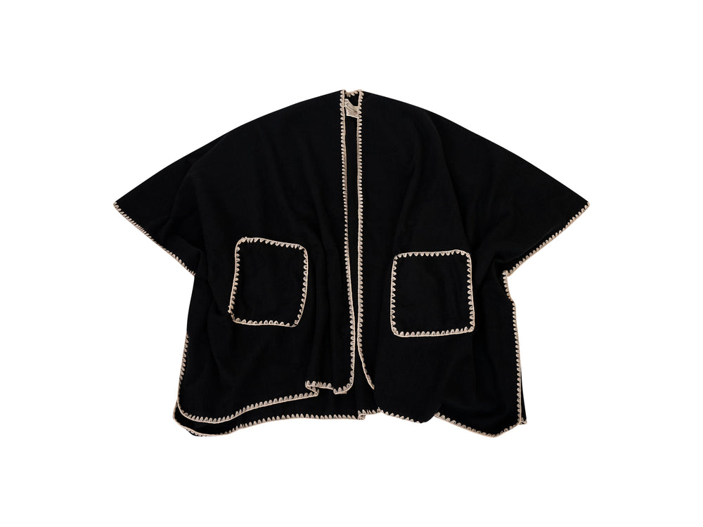 WHIPSTITCH RUANA WITH POCKETS | Vintage Havana Black/Ivory