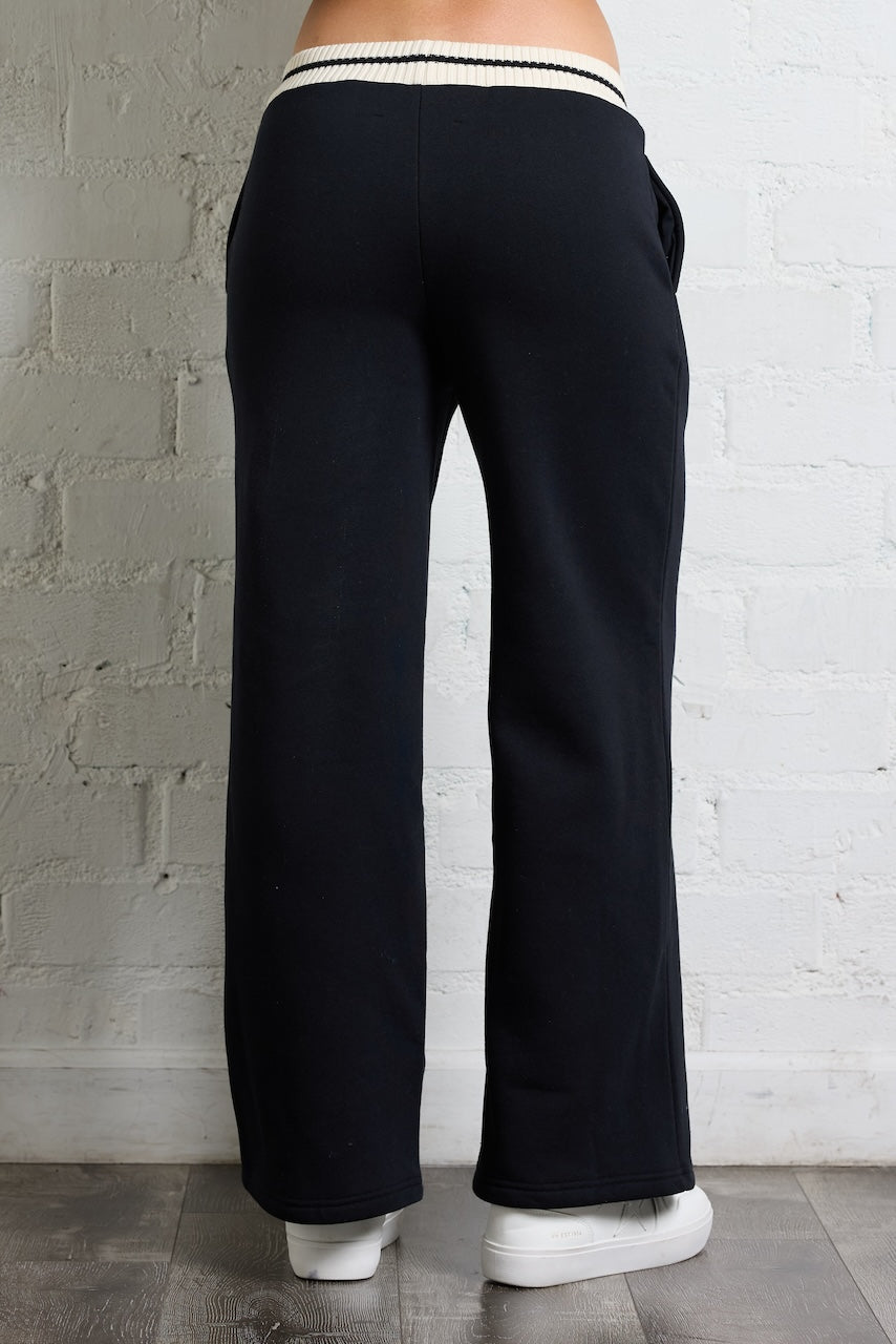 Von Dutch Wide Leg Pant | Vintage Havana Black/Ivory
