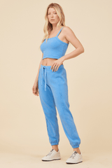 French Blue Solid Burnout Fleece Tank | Vintage Havana French Blue