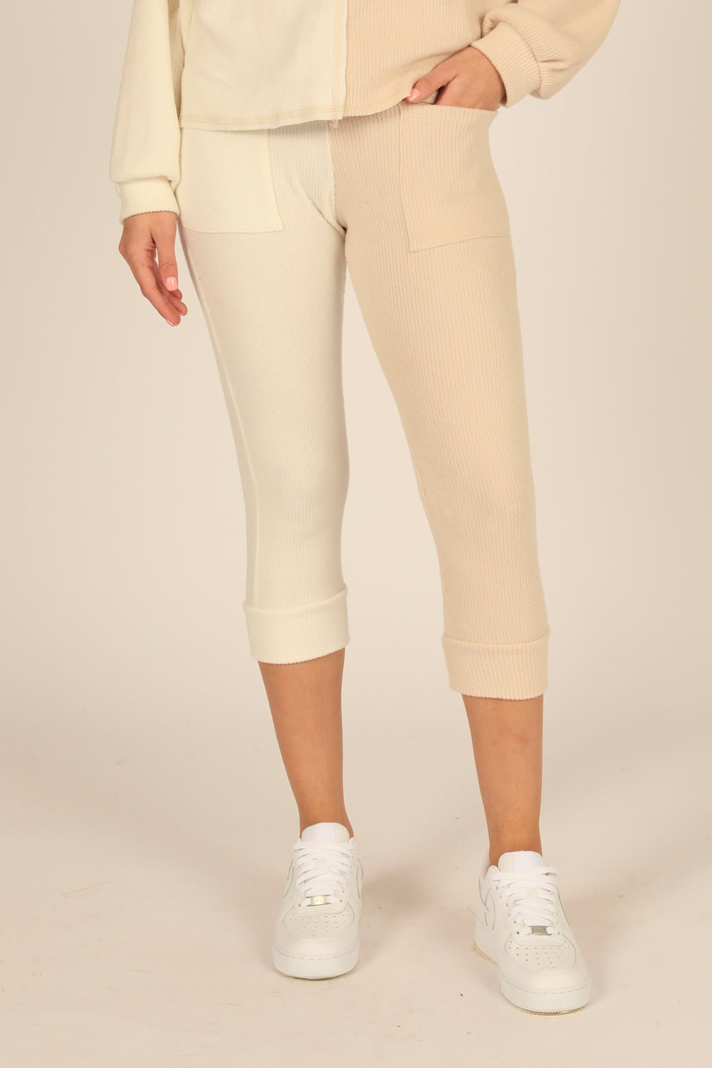 Brushed Hacci Rib Split Jogger | Vintage Havana