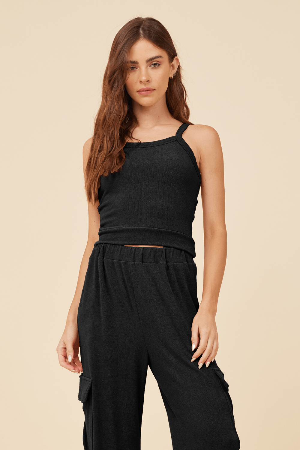 Black Knit Terry Tank | Vintage Havana Black