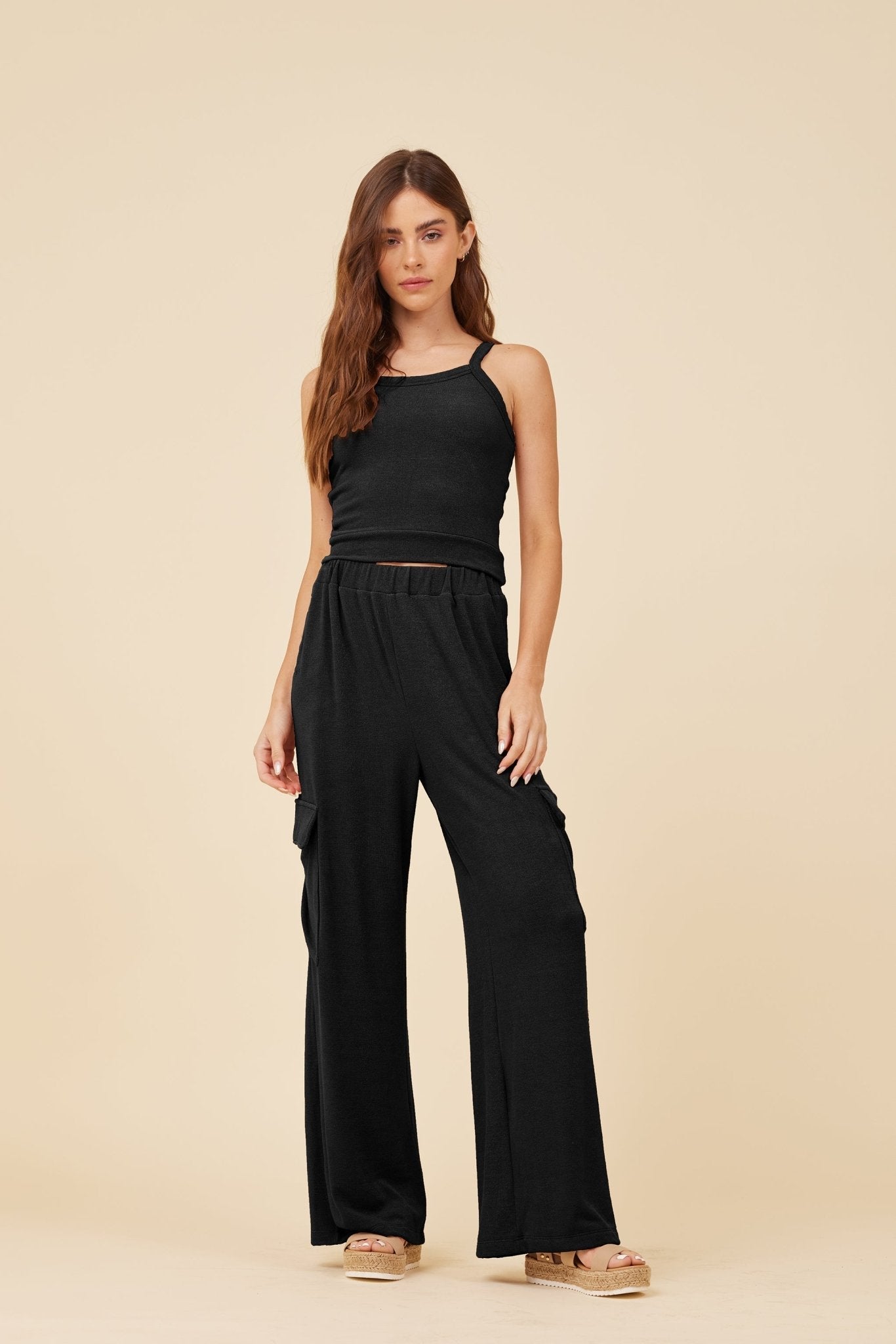 Black Knit Terry Tank | Vintage Havana Black