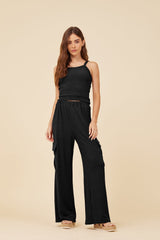 Black Knit Terry Tank | Vintage Havana Black