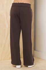Teddy Fleece Wide Leg Pant | Vintage Havana Espresso w/ Pink