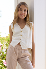 Kids Button Up Vest | Vintage Havana