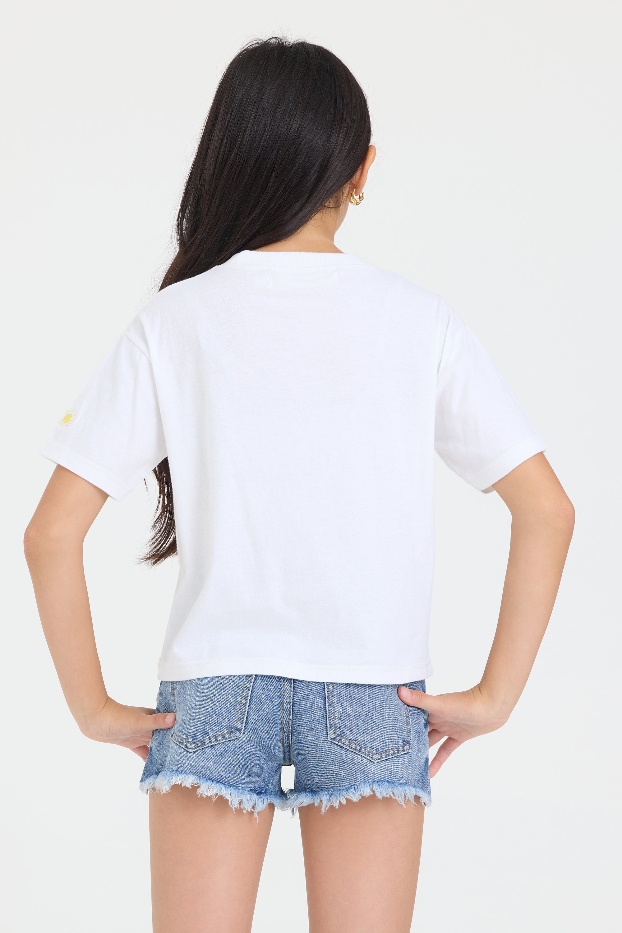 Kids Vacay Mode Embroidered Crochet Stitch Boxy Tee | Vintage Havana