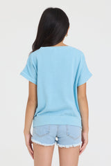 Kids Garment Dye Tee with Good Vibes Patch | Vintage Havana Tropical Blue