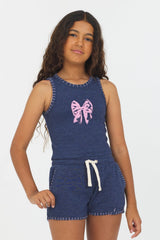 Navy Bow Stitch Tank | Vintage Havana Navy