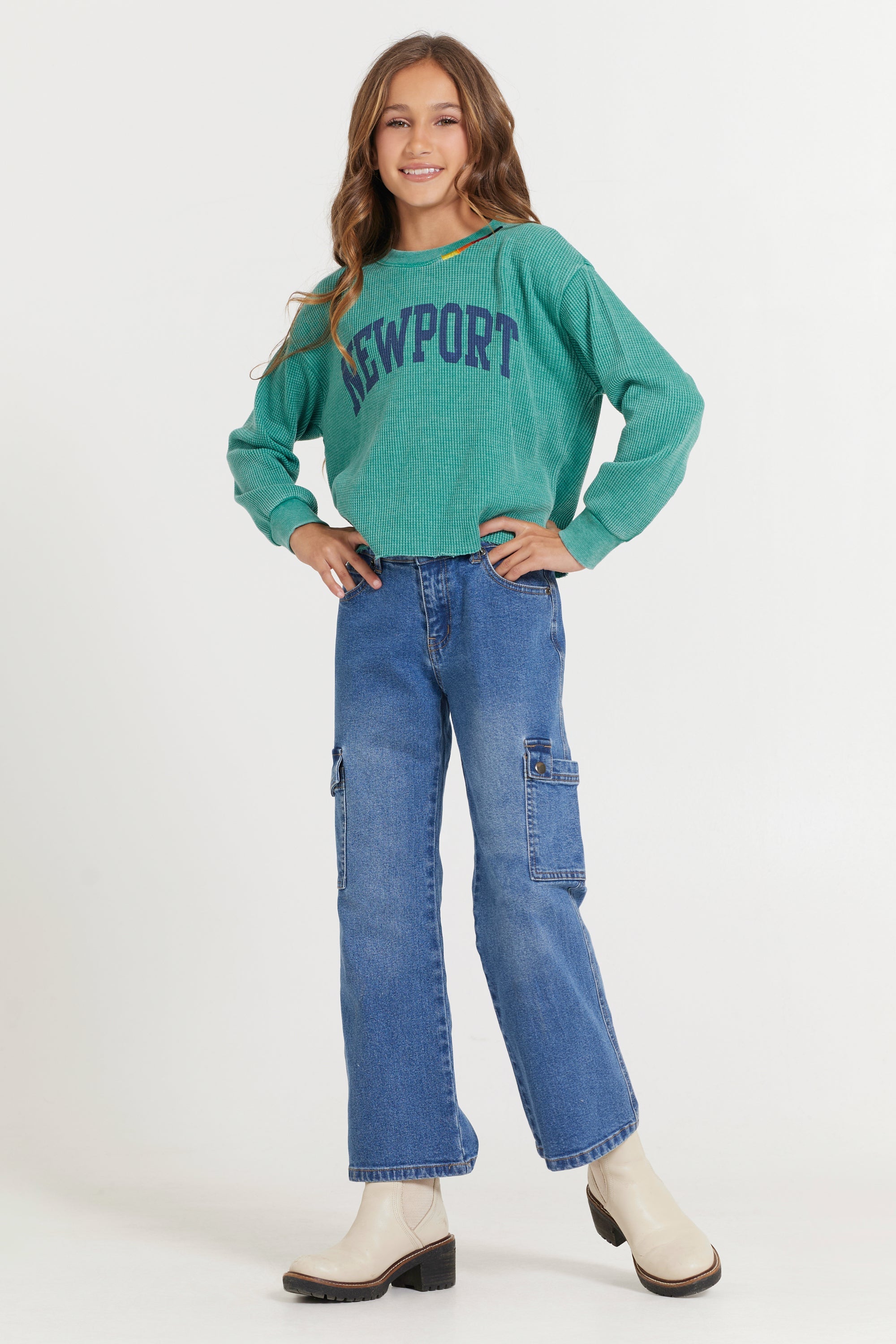 Kids Vintage Green Newport Stitch Neck | Vintage Havana Vintage Green