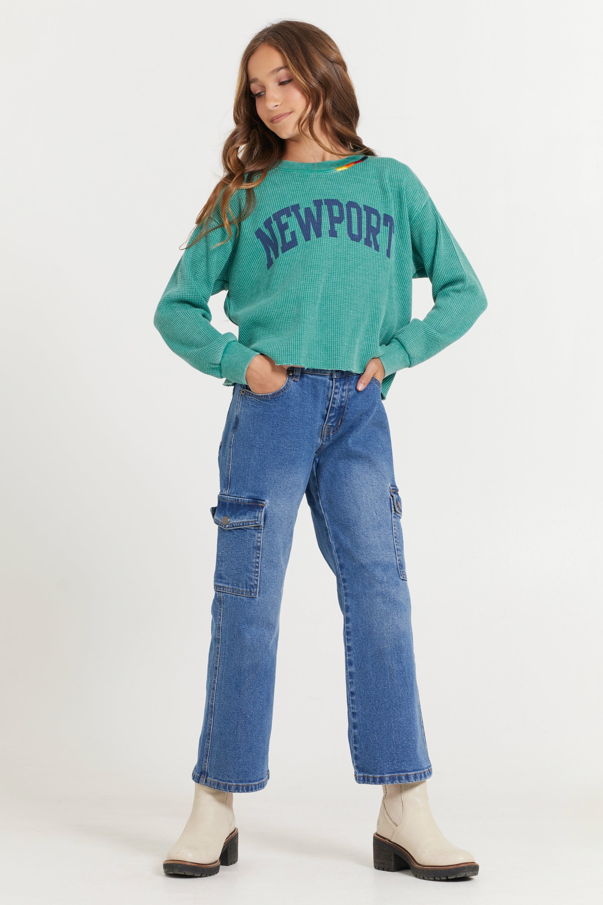 Kids Vintage Green Newport Stitch Neck | Vintage Havana Vintage Green
