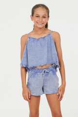 Plush Blue Washed Texture Flow Tank | Vintage Havana Plush Blue