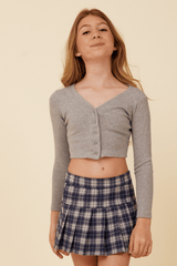 Classic Grey Ribbed Snap Button Cardigan | Vintage Havana Classic Grey