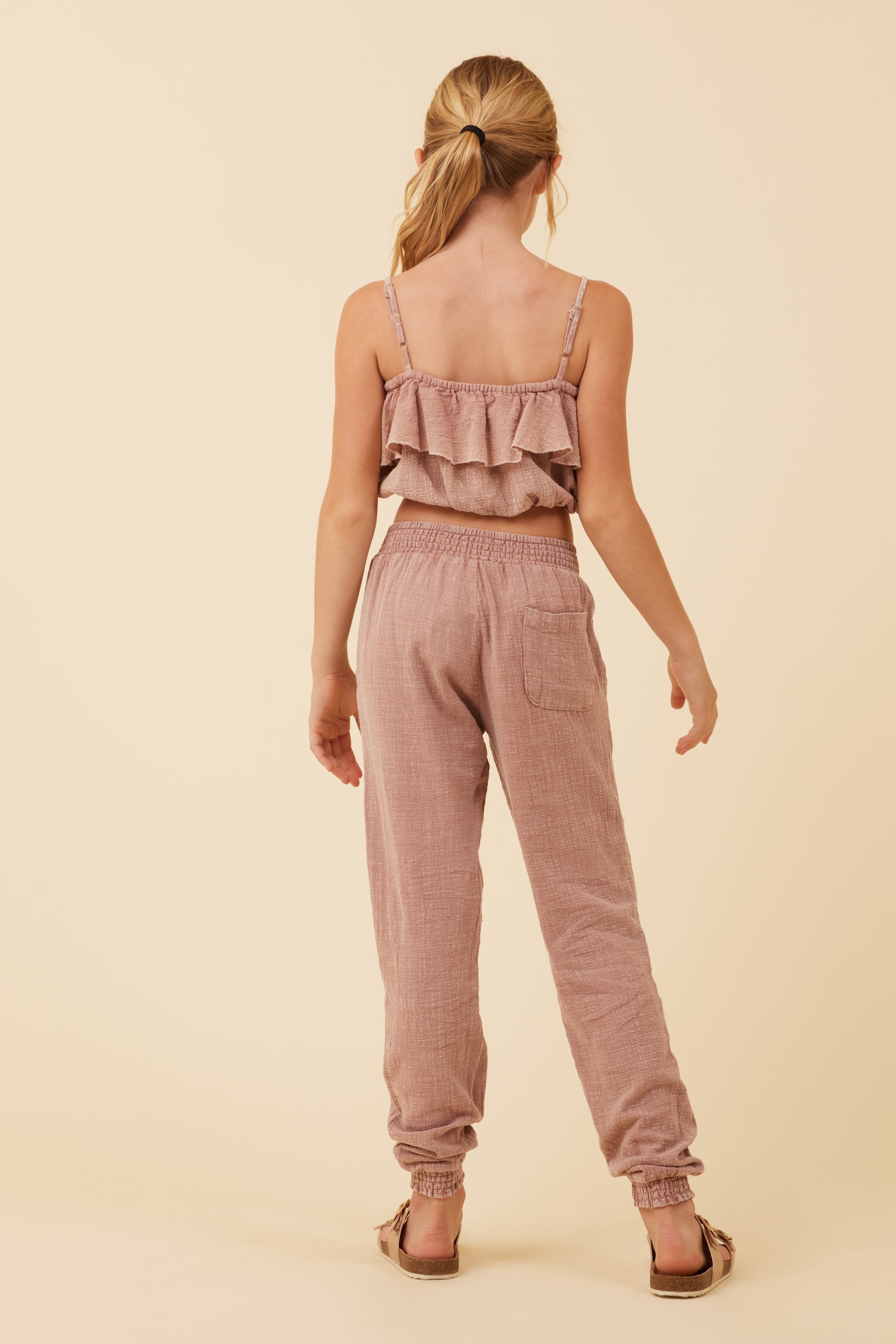Washed Mauve Texture Ruffle Tube Top | Vintage Havana Washed Mauve
