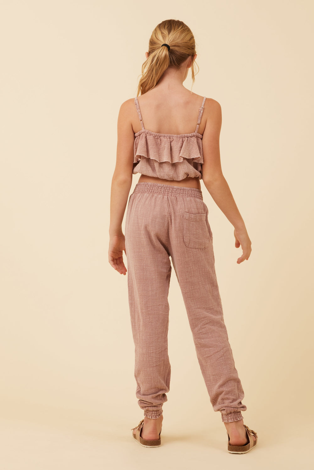 Washed Mauve Texture Ruffle Tube Top | Vintage Havana Washed Mauve
