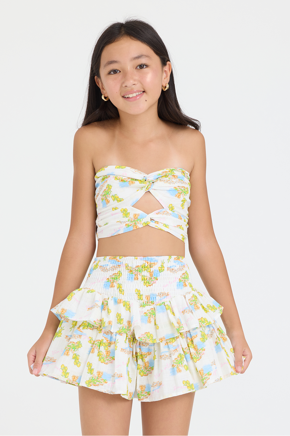 Kids Smocked Waist Ruffle Skort | Vintage Havana