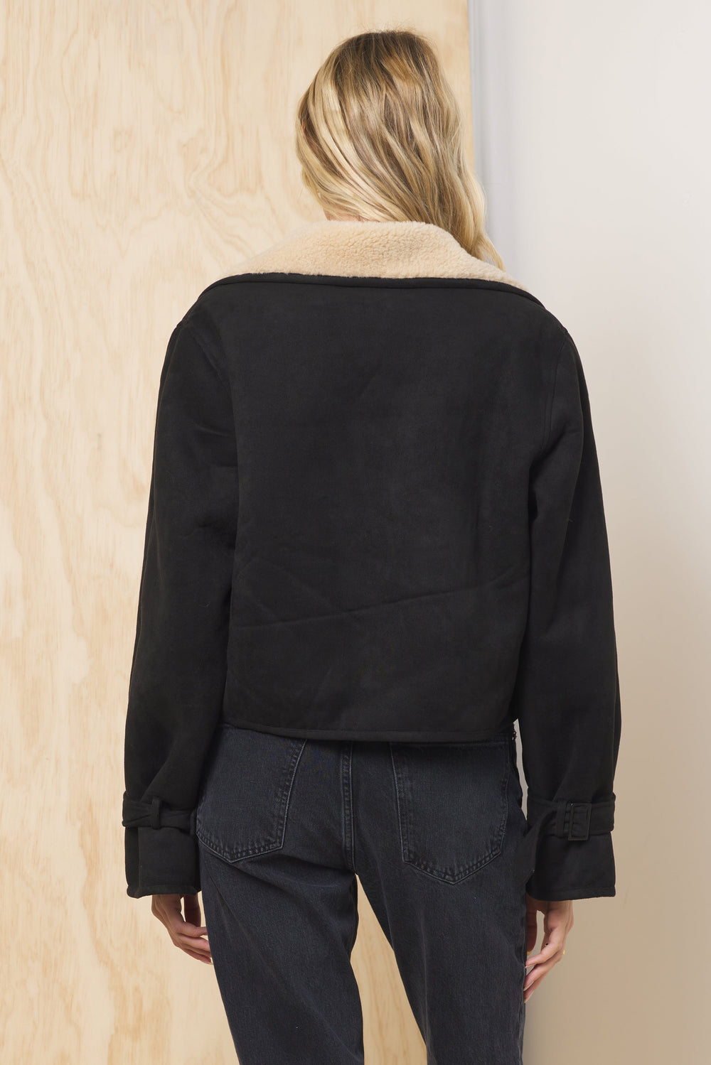 Suede Sherpa Short Trench | Vintage Havana Black/Tan