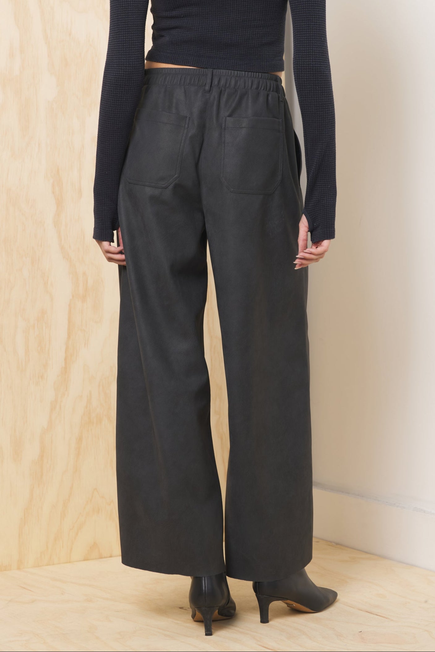 Faux Leather Wide Leg Pant | Vintage Havana Asphalt