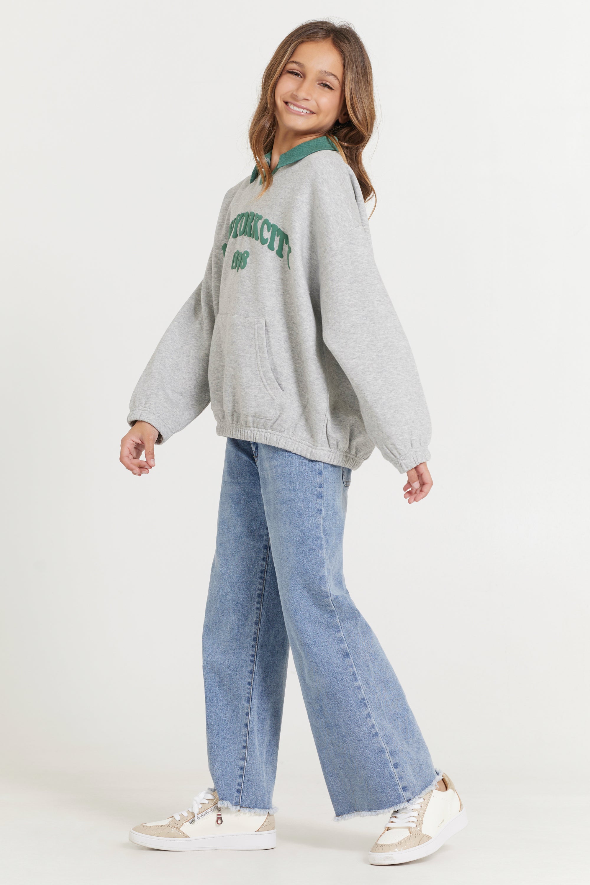Kids Hunter Green and Grey NYC Oversized Polo | Vintage Havana Hunter Grey