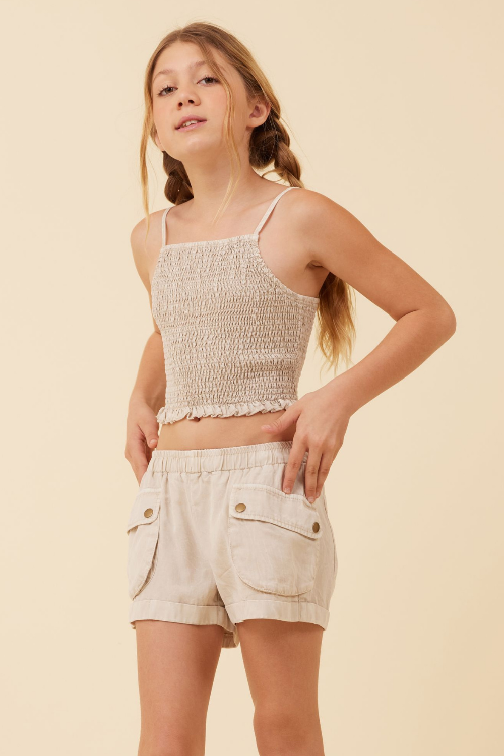 Soft Tan Streaky Tencel Rushed Tank Top | Vintage Havana Soft Tan