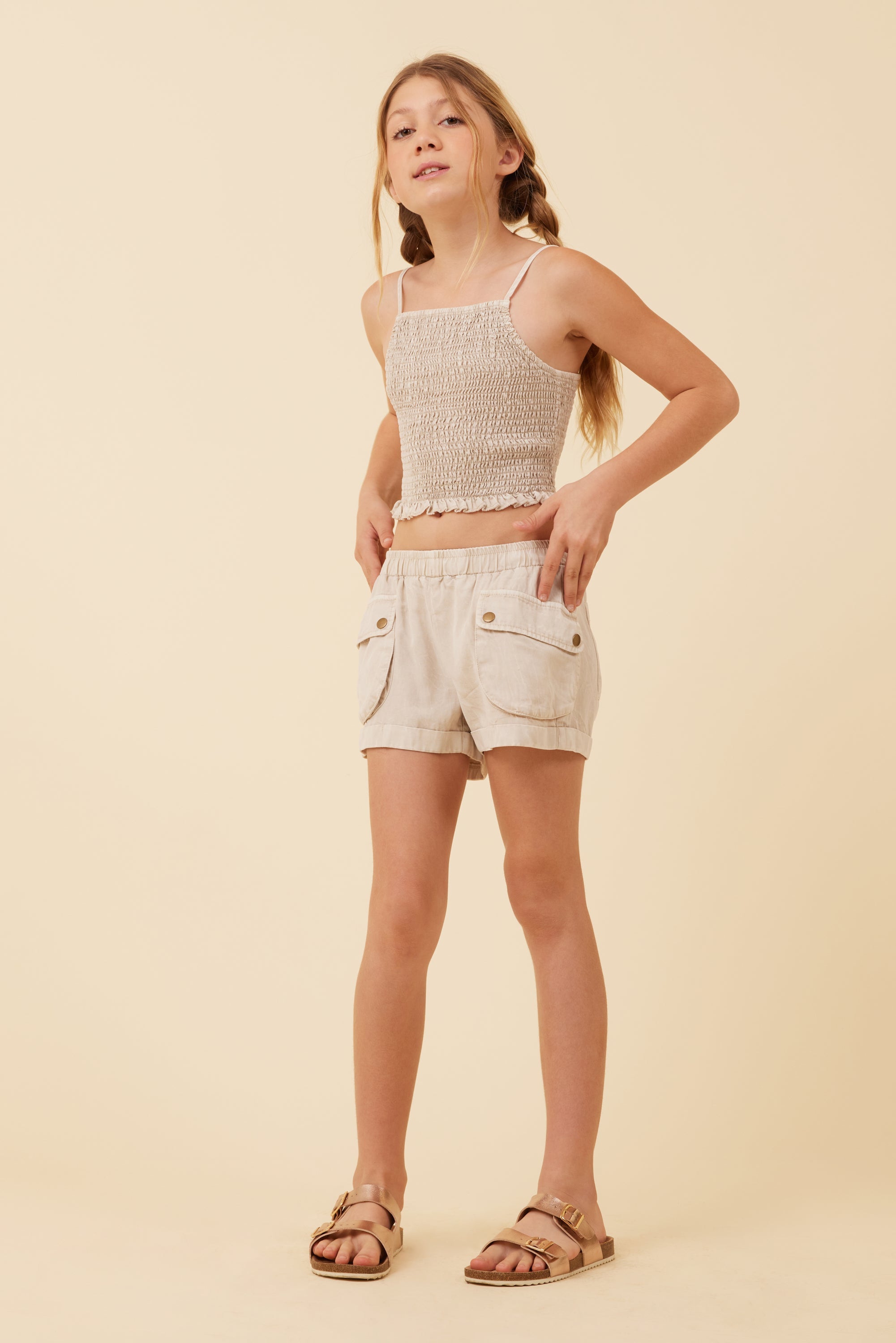 Soft Tan Streaky Tencel Rushed Tank Top | Vintage Havana Soft Tan