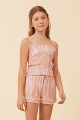 Fruity Tie Dye Smocked Tube Top | Vintage Havana Fruity Tie Dye