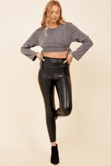 Charcoal Cinched Cut Out Sweater | Vintage Havana Charcoal