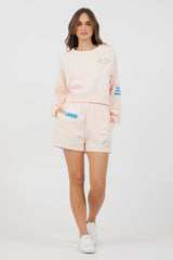 Peach Parfait W/ Multi Puff Print Surf Wash Crewneck | Vintage Havana Peach Parfait