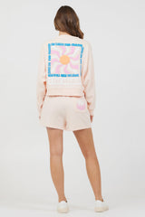 Peach Parfait W/ Multi Puff Print Surf Wash Crewneck | Vintage Havana Peach Parfait