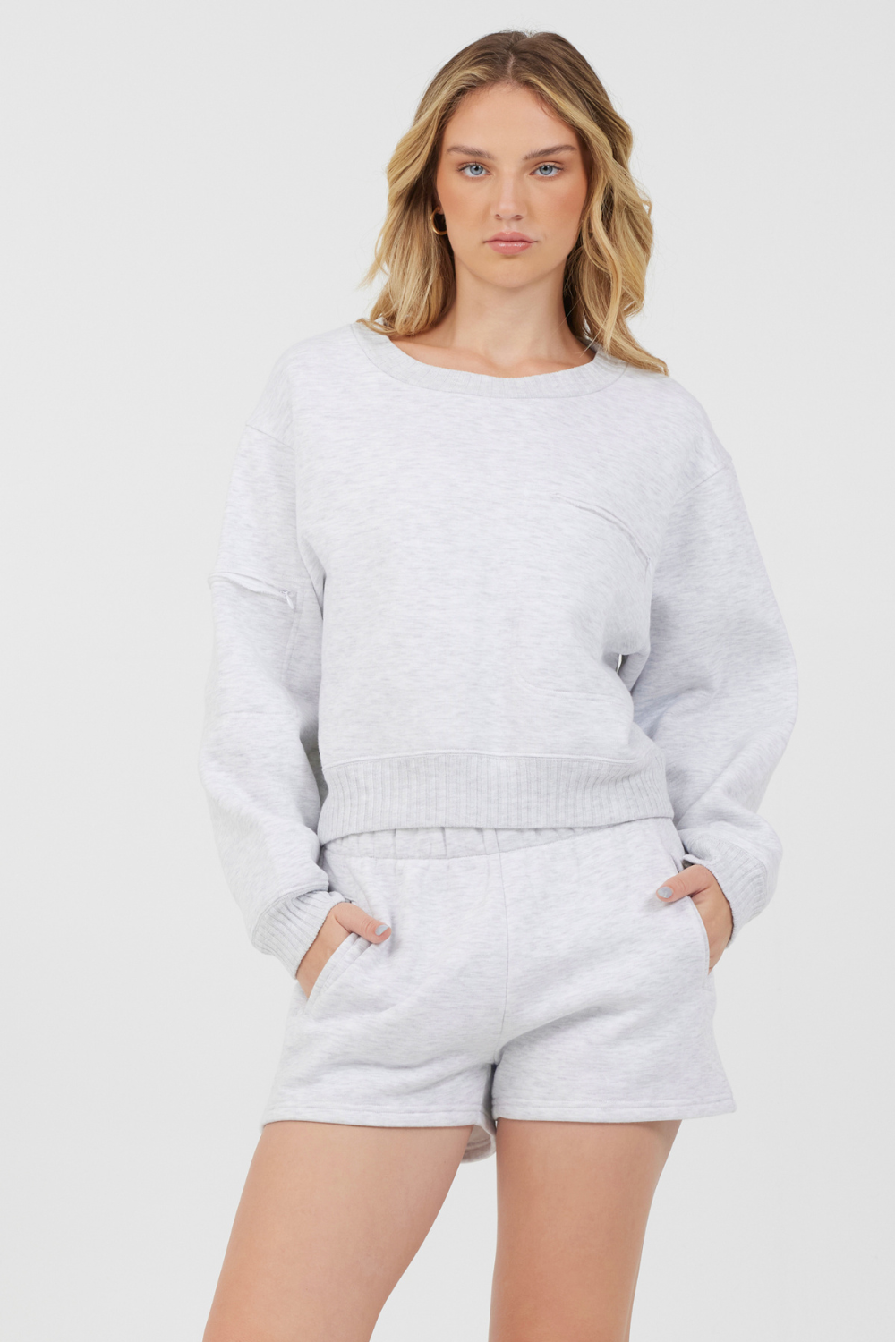 Grey Icicle Essential Fleece Crewneck | Vintage Havana Grey Icicle