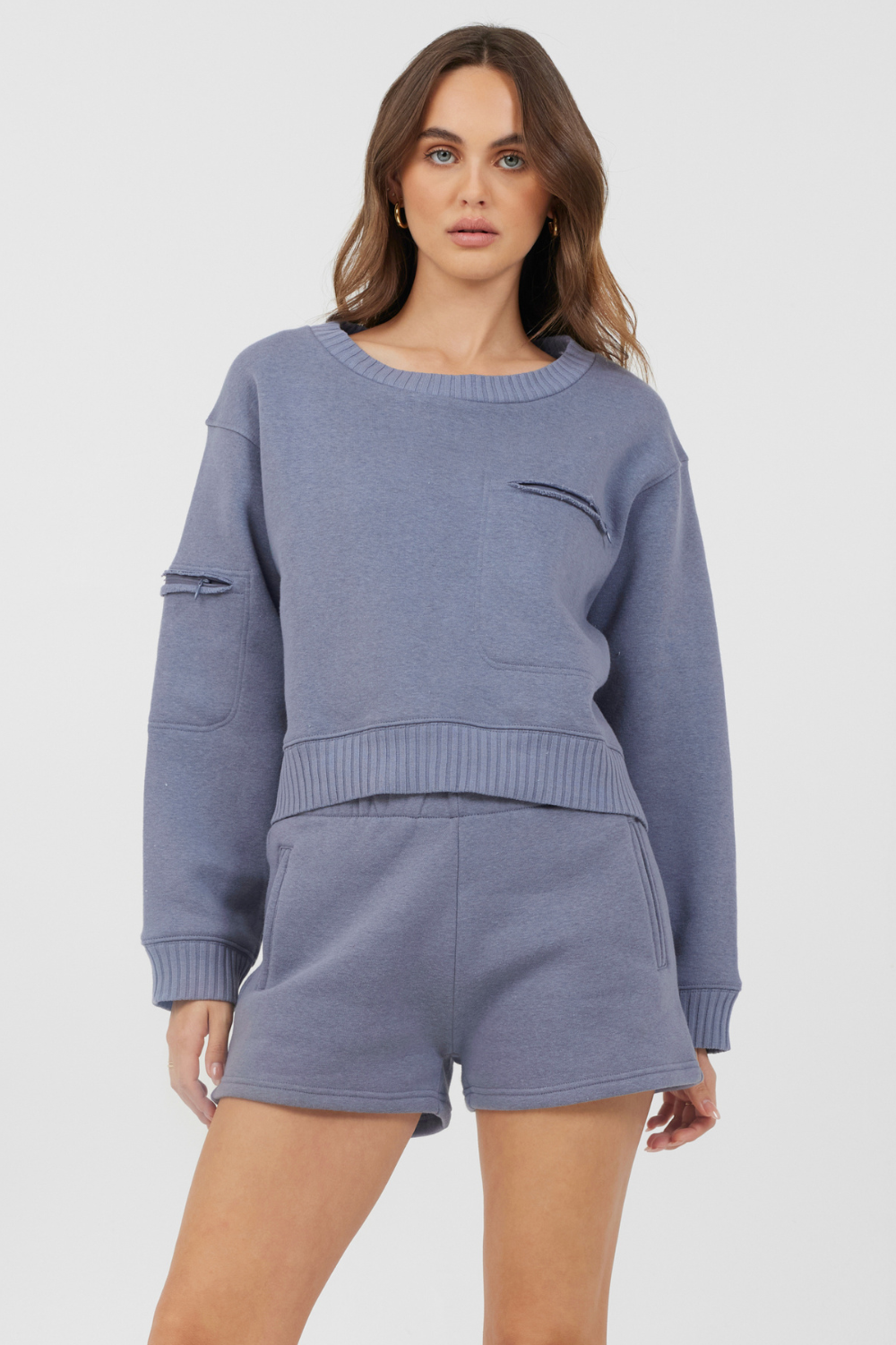 Storm Blue Essential Fleece Crewneck | Vintage Havana Storm Blue