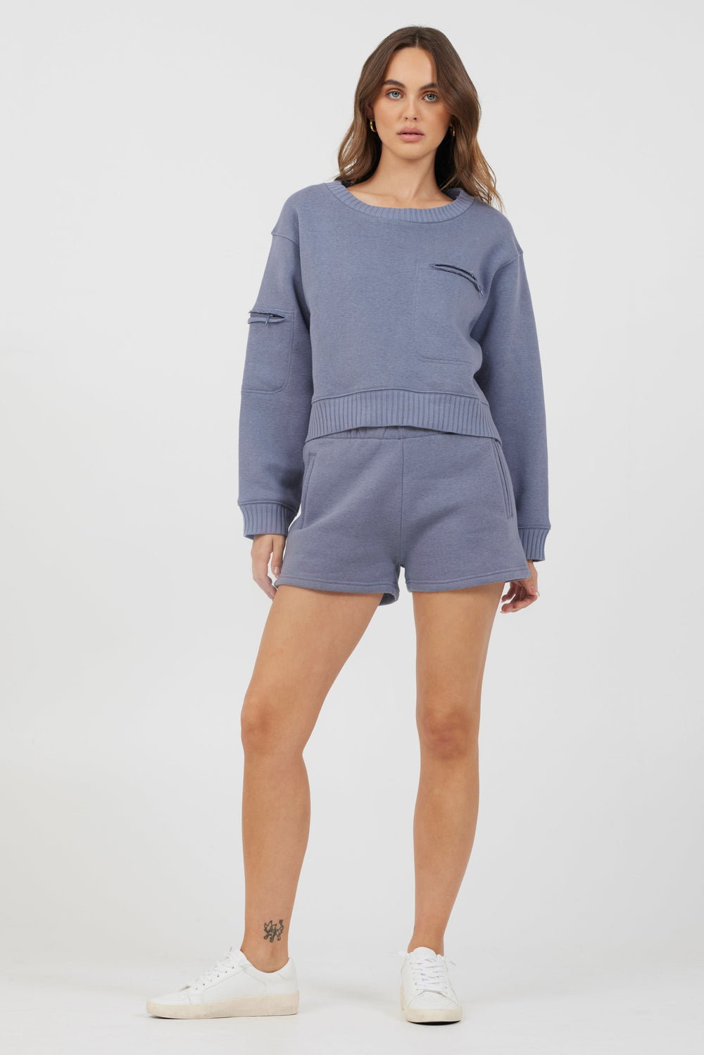 Storm Blue Essential Fleece Crewneck | Vintage Havana Storm Blue