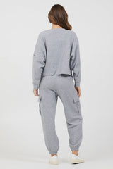 Heather Grey Bounded Textured Jersey Utility Crewneck | Vintage Havana Heather Grey