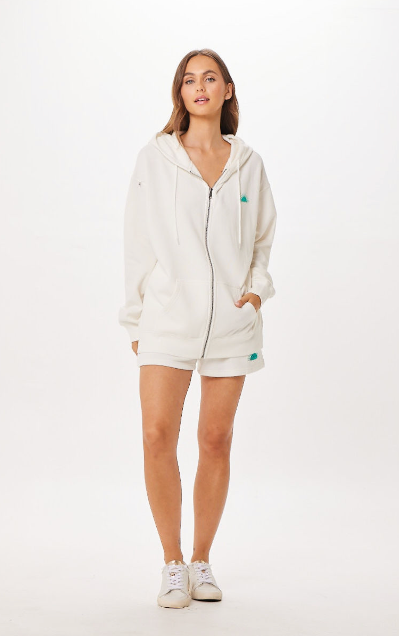 White St. Barth Jet Setter Surf Wash Zip Up | Vintage Havana White