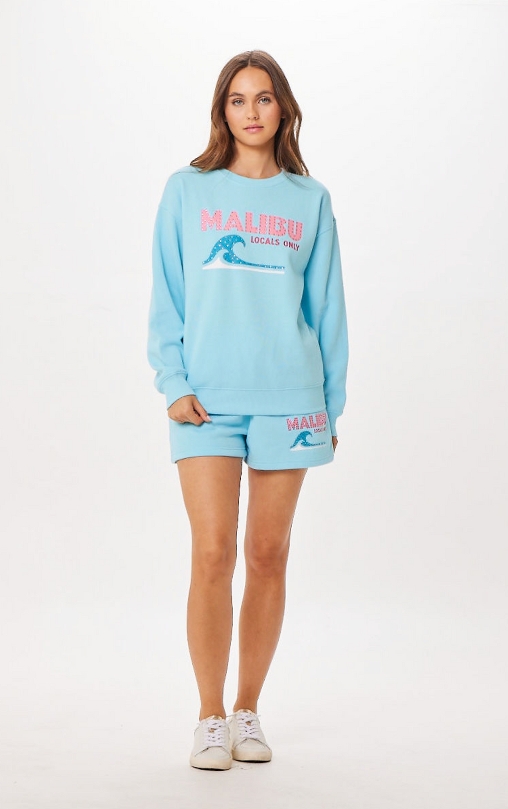 Tropical Blue Malibu Jet Setter Surf Wash Crewneck | Vintage Havana Tropical Blue